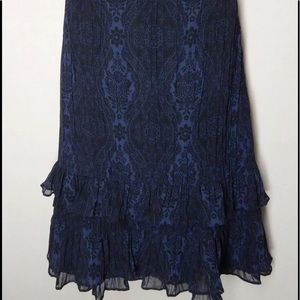 LOFT Ann Taylor Black Blue Paisley Skirt. 6. EUC